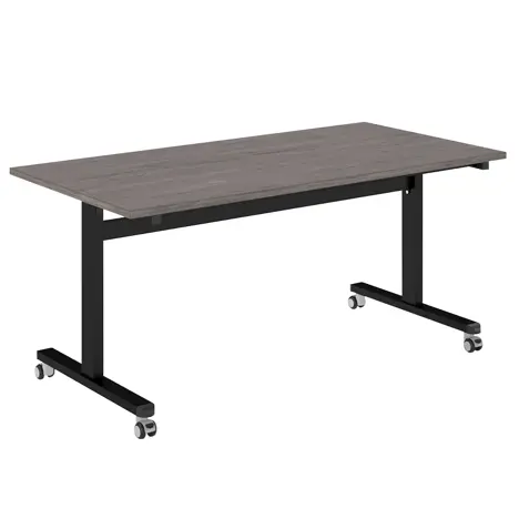 Pro Flip Rectangular Table - W1600 x D800 x H725mm - Black Legs - Grey Oak